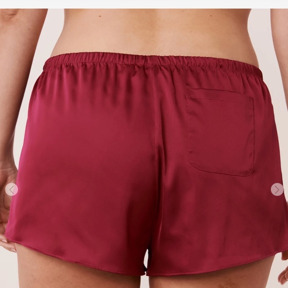 La Vie en Rose LUXURY EDITION Satin Shorts - Red Wine - Picture 2 of 8